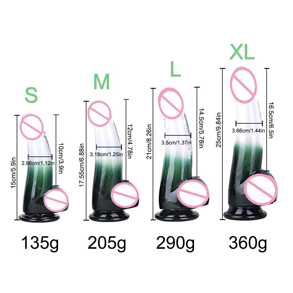 Transparent Two-Color Glass Dildo Simulation Female Masturbation Color Butt Plug Dildo Sexy Sex Product Hot Sale