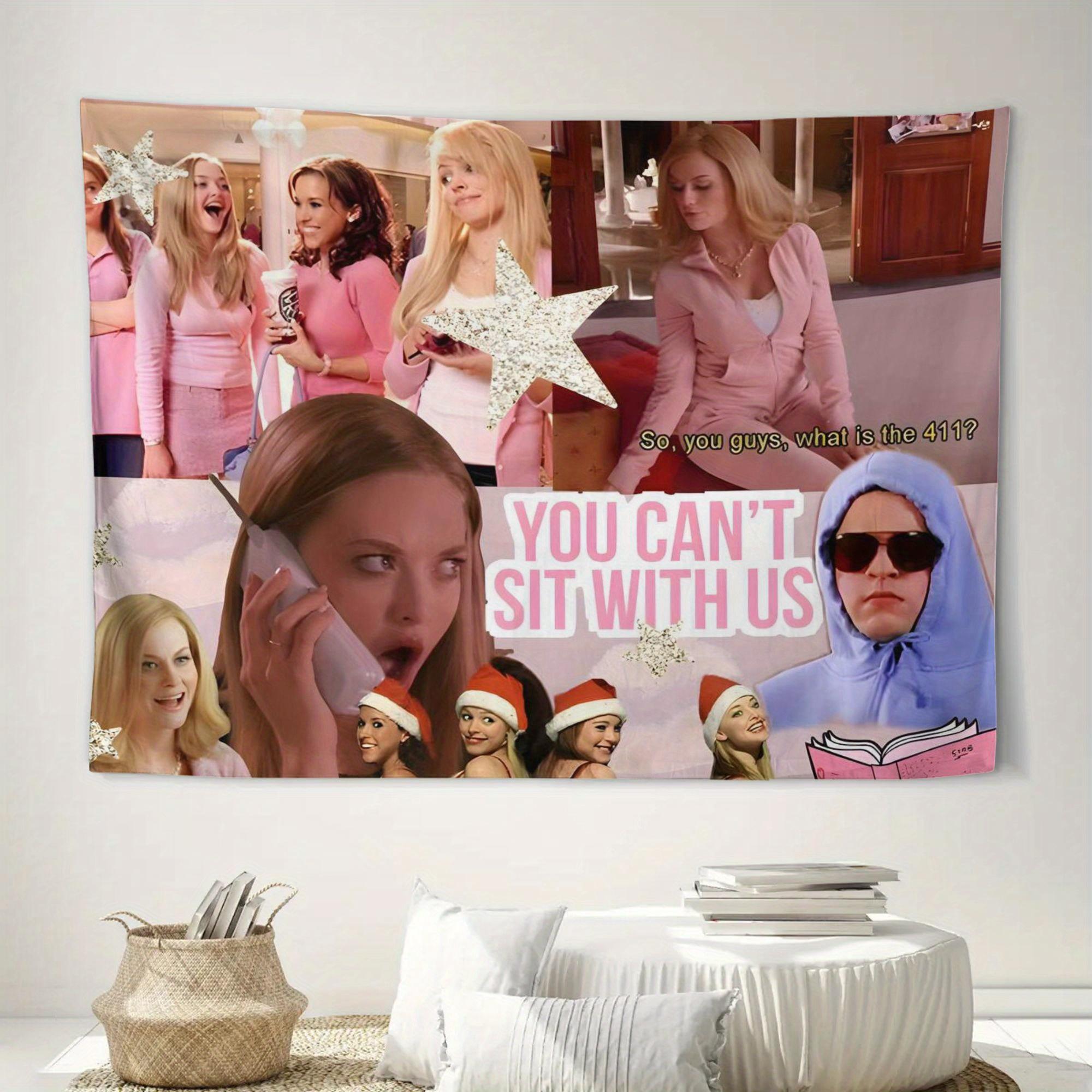 Mean Girls Tapestry You Can t Sit With Us Meme Wall Hanging for Bedroom Dorm Preppy Aesthetic Room Decor 100X70CM