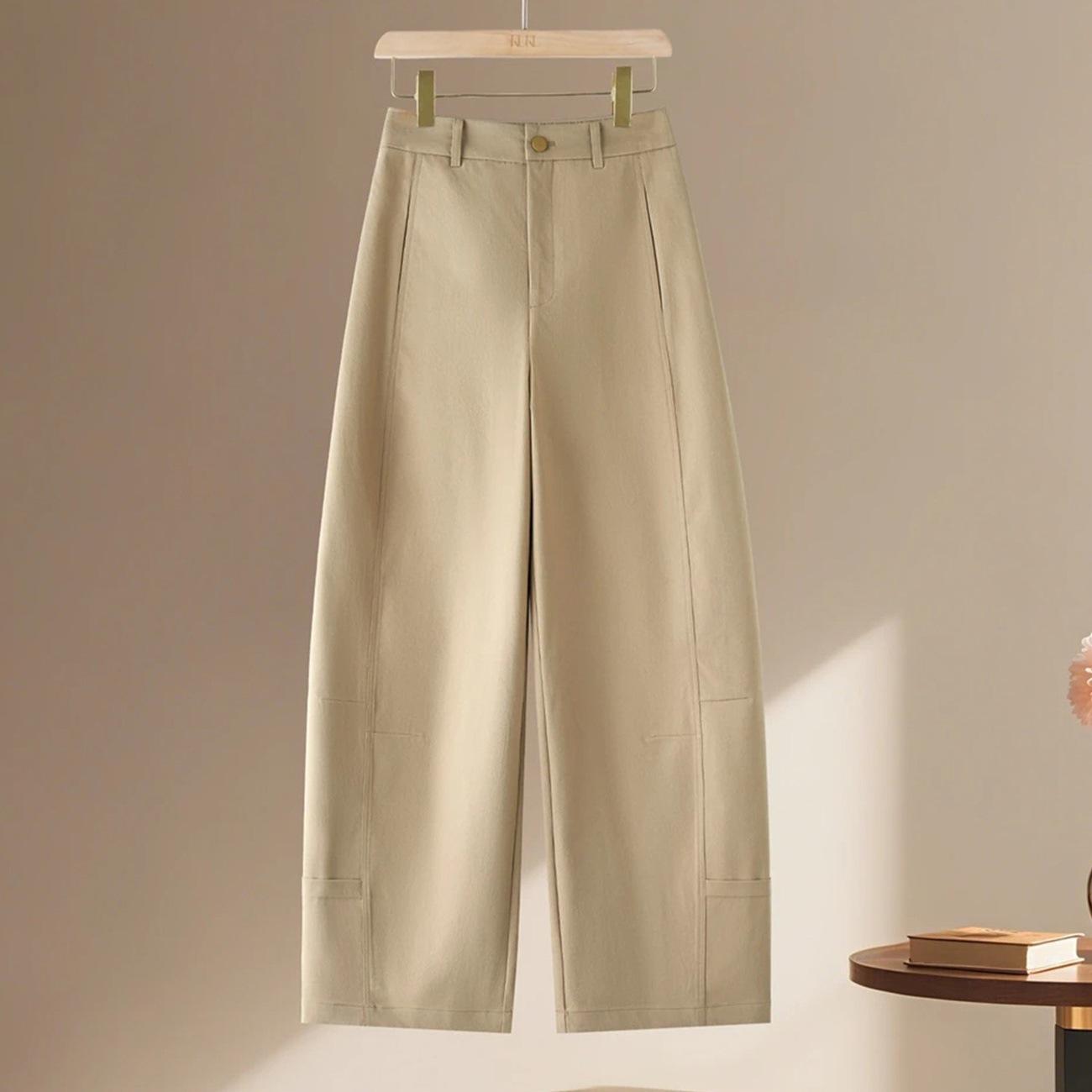 Women s Khaki Lyocell Wide-Leg Straight Drape Pants - Spring 2026 XL