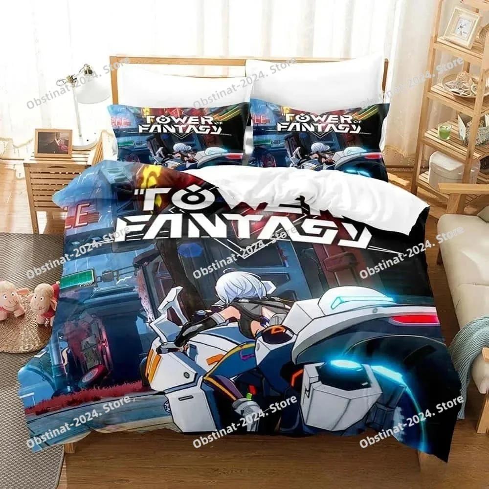 3D Game Tower of Fantasy Anime Bedding Set Printed Bed Set With Pillowcase Bed Duvet Cover Single Double Queen Super King Size
