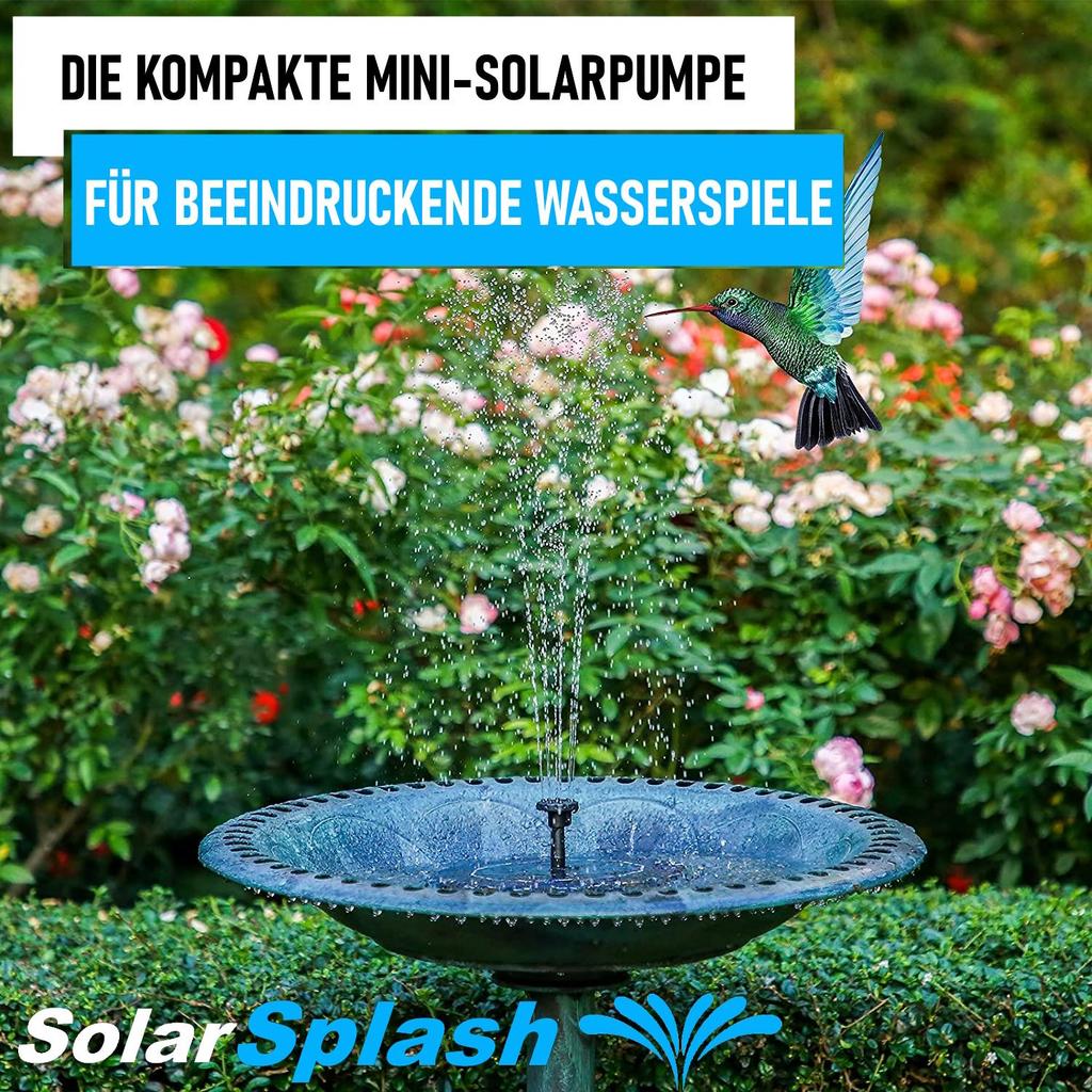 SOLARSPLASH Solar Fountain Pump Water Feature Pond Pump Fountain 3.5w 160mm