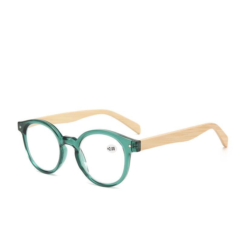 Anti Blue Light Fashion Round Optical Reading Glasses Women Men Reader Bamboo Leg Farsightedness Eyeglasses Prescription Glasses