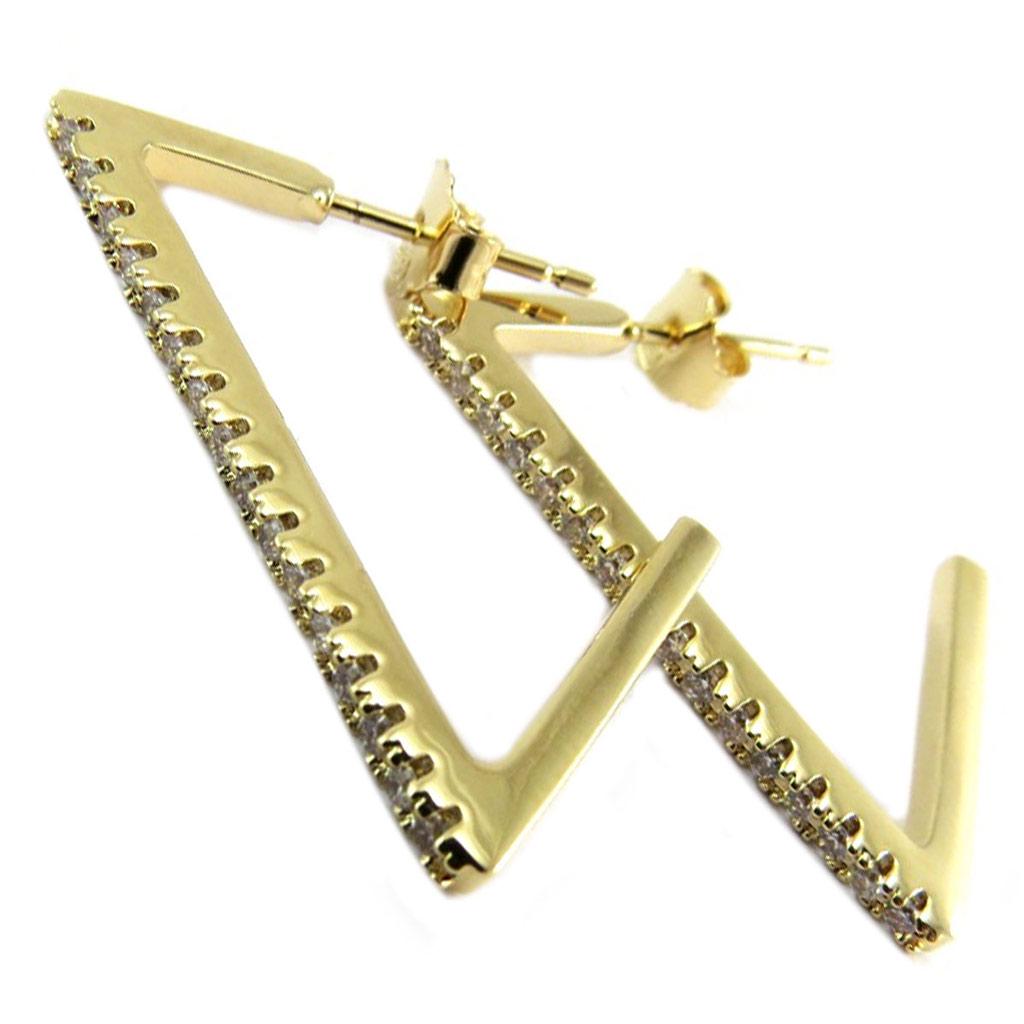 Les Trésors De Lily [P6882] - White Gold Plated 'Goddess' Hoop Earrings (triangles) - 30x30 Mm