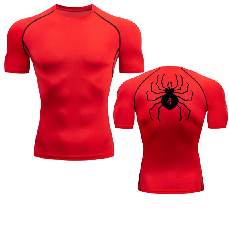 

Men s Spider Print Quick-Dry Gym T-Shirt - Short Sleeve, Tight Fit Extra Extra Extra Large