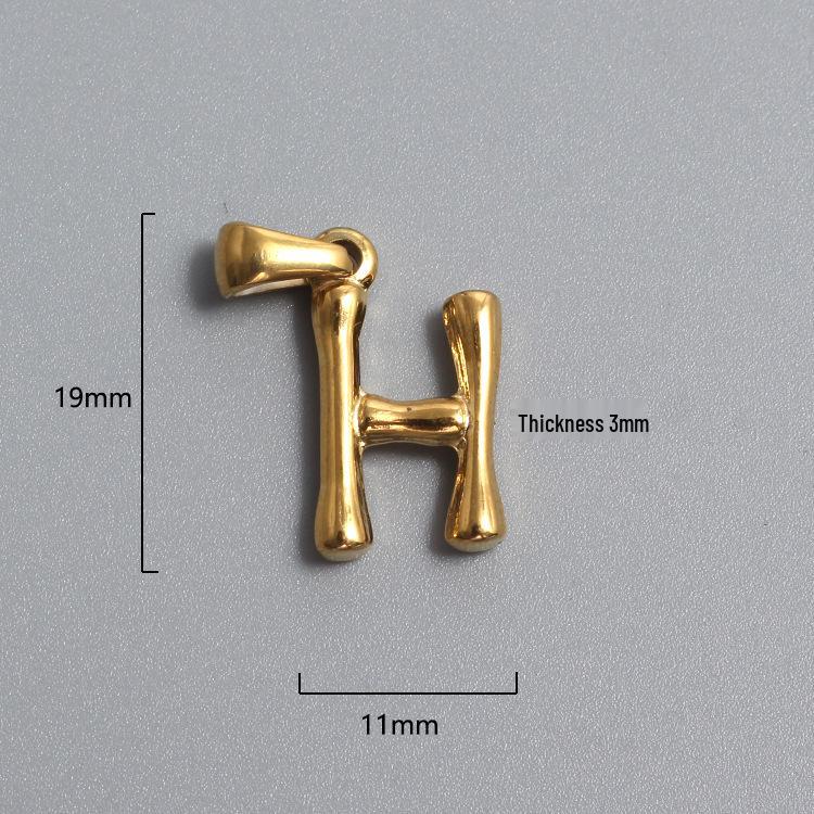 French Bamboo Joint Gold Letter Pendant Necklace - Retro Clavicle Chain Style for Women