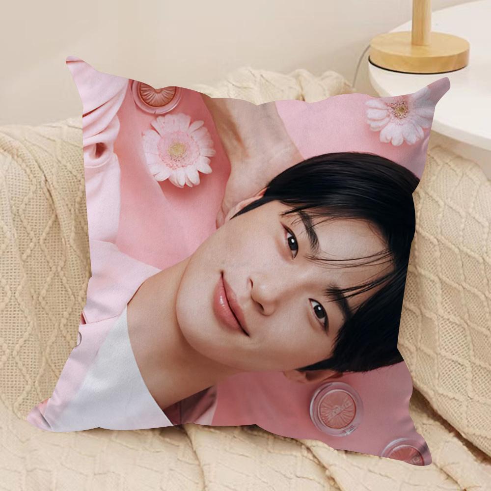 BByeon Wooseok Korea Cushion Cover Silky Short Plush DoubleSided Printed Pillow Case for Sofa All Seasons Home Decor Gift