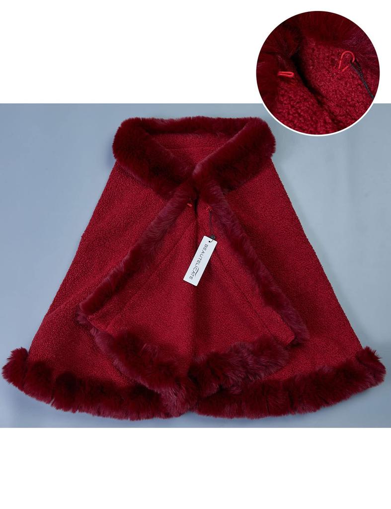 BEAUTELICATE Grube Sztuczne Futro Zimowe Bolerko na Wesela i Imprezy Damski Szal, Duży, Ciepły,