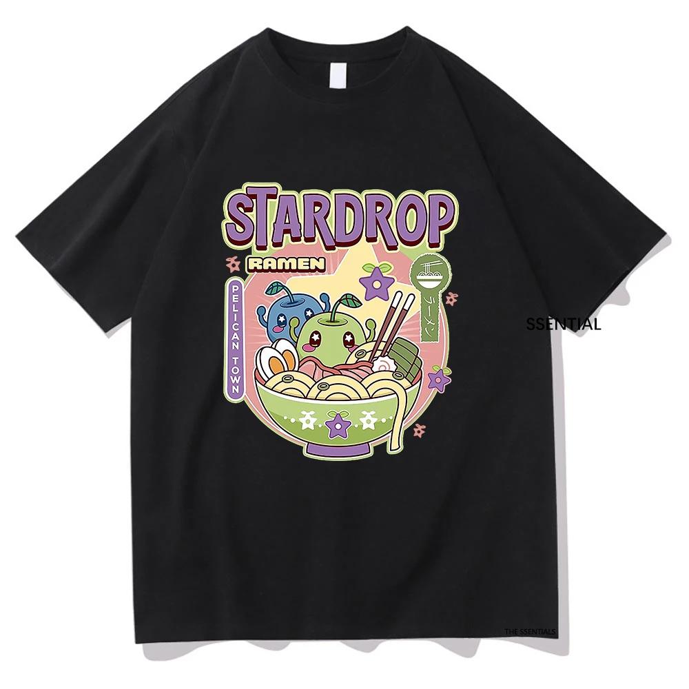 Anime Stardew Valley T Shirt Vintage Tops Junimos Ramen Men/Women Aesthetic T-Shirt Unisex High Quality Cotton Tees Kawaii Shirt