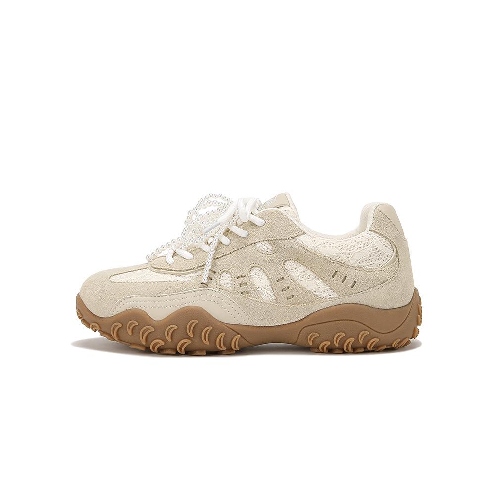 

Cowhide version~ Grape mother, a new color is coming, the inner crescent bottom is heightened, lace pearl casual moral training shoes, women s Forrest 40