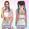 Braided Ponytail Hair Extensions 24 Inch Colorful Box Braids with Rubber Bands Synthetic Hairpieces for Girl  Women Accessories Crazy Hair Day