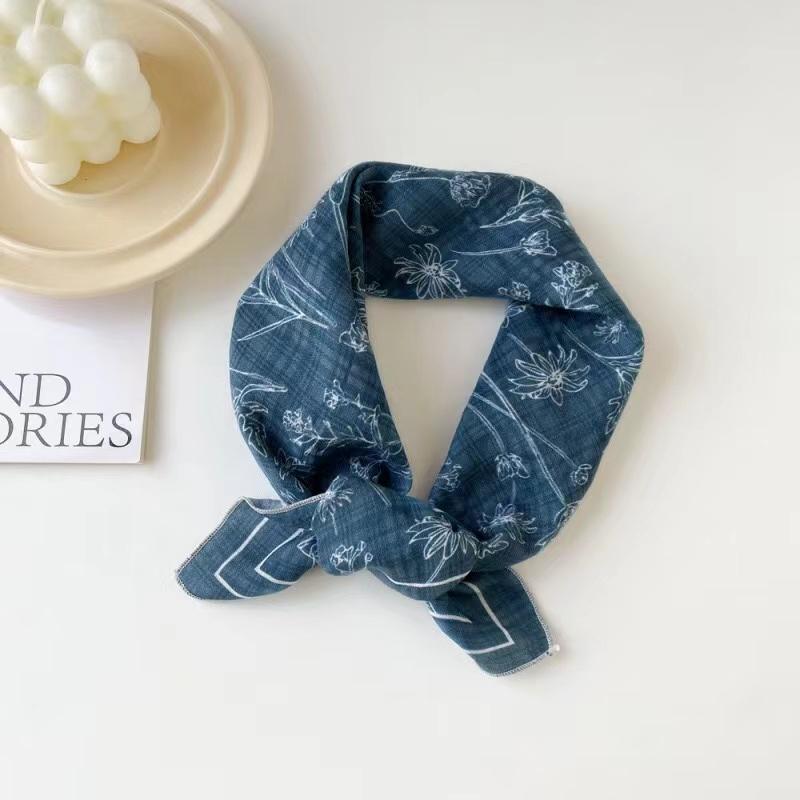 Fashion Bandana Cotton Head Scarf For Women Small Hijab Floral Print Handkerchief Hair Scarfs 55cm Square Headbands Neck Scarves