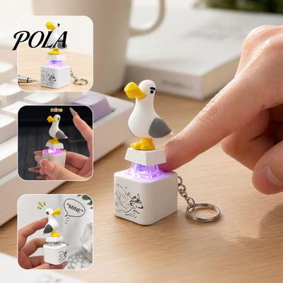 1/2Pcs Seagull Mine Button Keychain, Rechargeable Fidget Clicker with Real Sound & LED Light, Mini Hanging Buckle Toy Sale Goods