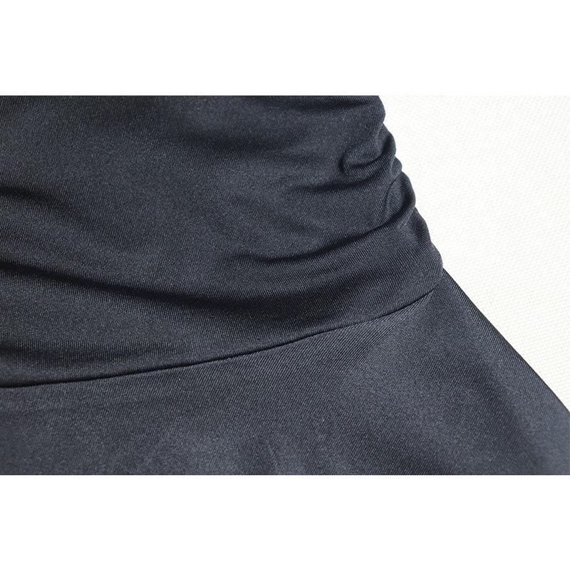 Women's Tight Strap Dress Solid Color Sleeveless Patchwork Mesh Pullover Pleated Backless Street Fishtail Dress