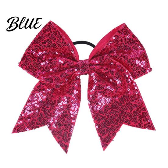 Large Glitter Bow Ties Sequins Hair Bows Elastic Tie Cheerleading Bands for Girls Band Ponytail Holder Scrunchies Women Teens Kids Colorful Sequin