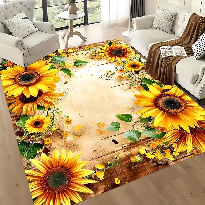 So Many Sunflowers Printing Large Rug Soft Living Room Carpet Wear-resistant Floor Mat Sofa Bedroom Home Easy To Clean Decor