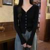 French Style Collar Long Sleeved Knitted Sweater for Women Spring Design Slim Fit Base Top