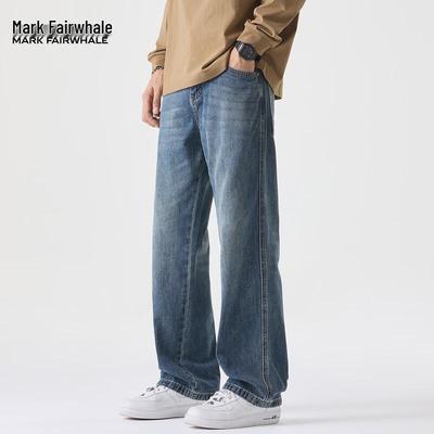 Mark Fairwhale Men's Straight Loose Fit Washed Denim Jeans