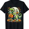 Unisex Halloween T-Rex Mummy Graphic T-Shirt, Family Matching Short Sleeve Gift