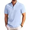Top de vară vintage pentru bărbați, din bumbac și in, cu nasturi, cămașă Henley în dungi, tricou casual larg, cu mânecă scurtă