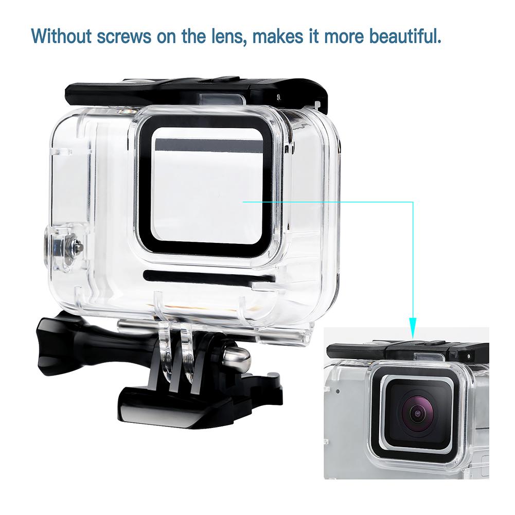 Boîtier étanche avec accessoires de support Boîtier de plongée sous-marine Coque Argent et Blanc pour Gopro Hero 7 Accessoires pour Caméra de Sport