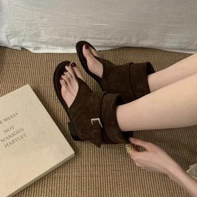 Maillard Boots Women's Summer 2025 New One-pedal Short Tube Toe Pinch Sandals Thick Heel Western Cowboy Boots