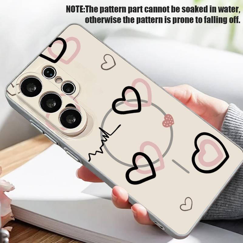 Cute Candy Love Heart Case For Samsung S26 S25 Ultra S24 Plus S23 FE S22 Ultra A55 A56 A17 A37 A57 5G Skin Feel Hybrid TPU+PC Magnetic Phone Cover
