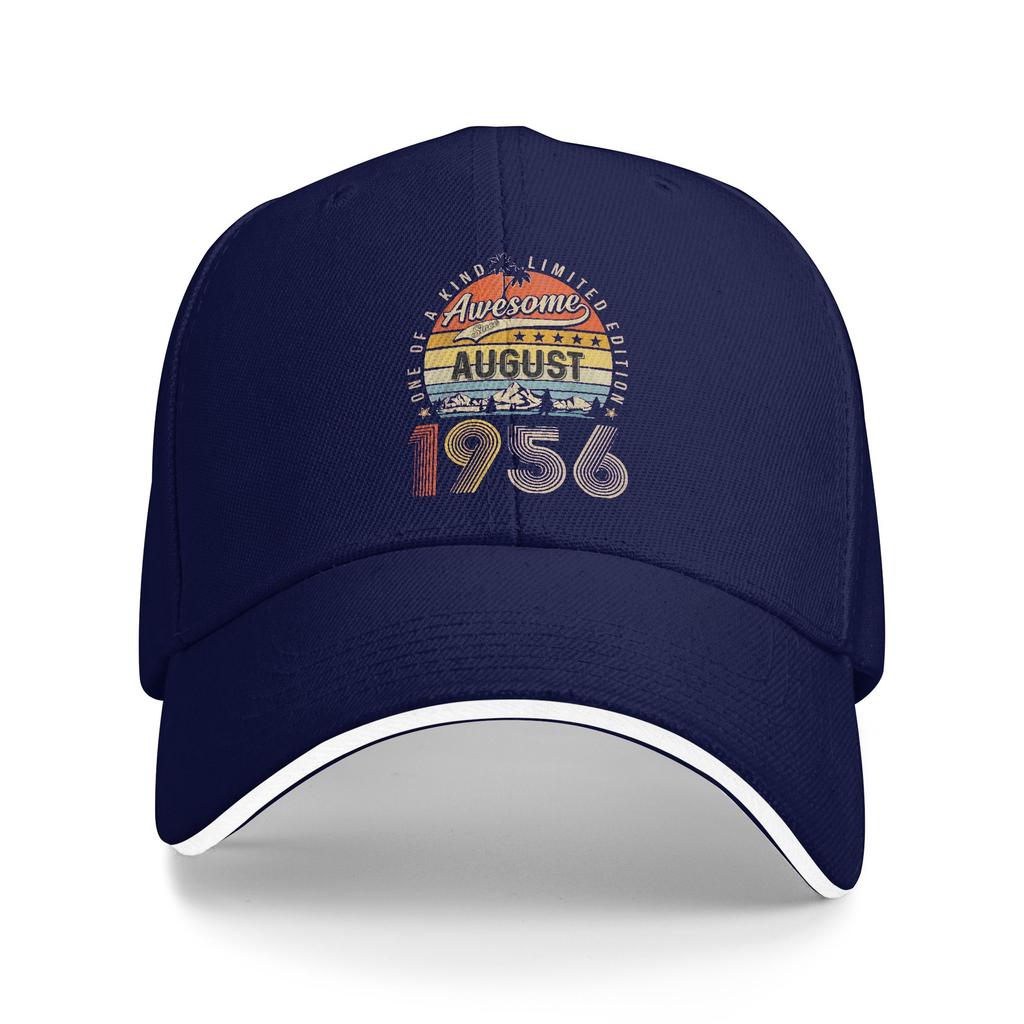 Awesome Since August 1956 Vintage 67th Birthday Sun Baseball Cap Summer Men Design Hip Hop Hats SunProof Classic Baseball Caps