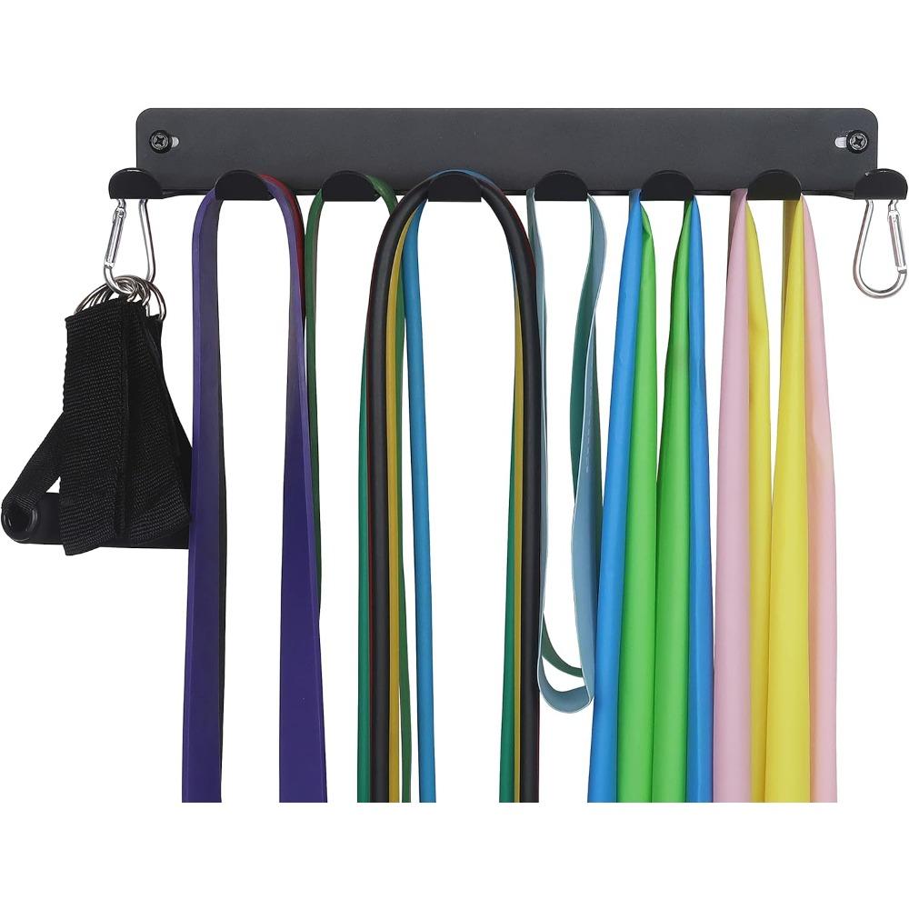 Fitnessstudio Lagerregal: Wandmontiert, hochbelastbar. Hält Widerstandsbänder, Langhanteln, Hebegürtel, Springseile & Fitnessstudiozubehör.