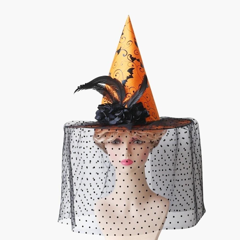 Gothic Wizard Hat Lace Veils Cosplay Hat Photography Props Halloween Witch Hat  Cosplay Event