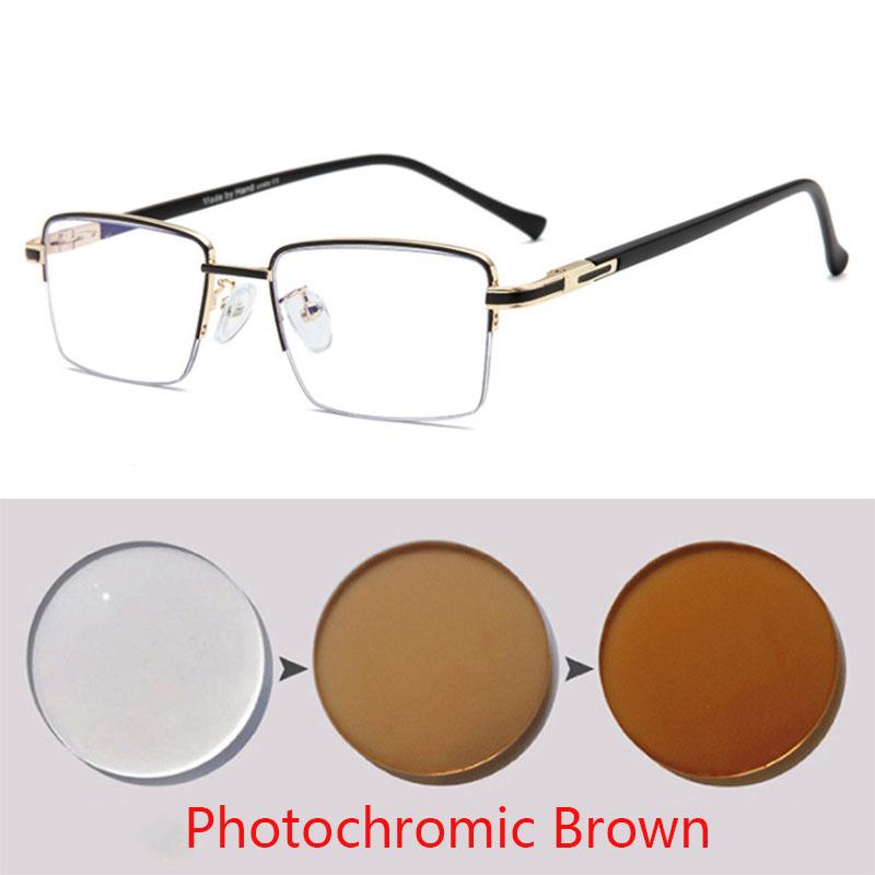 Men Half Metal Square Glasses Women Eyeglasses Myopia Optical Spectacles Ladies Clear Glasses 0 -0.5 -1.0 -2.0 To -6.0