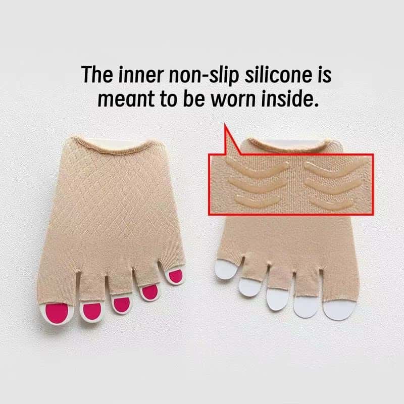 Cotton Half-Toe Five-Finger Women's Invisible Thin High-Heeled Shoes with Front Opening Socks and Non-Slip Insoles