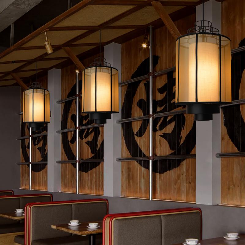 New Chinese style dining booth single head chandelier Zen retro restaurant restaurant homestay lighting with spotlight