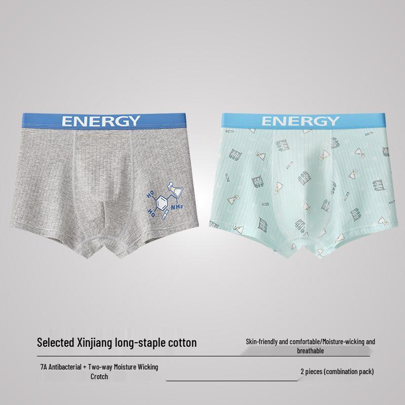 Boys' Breathable Cotton Boxer Briefs with Antibacterial Crotch, Sizes 15-18 Years