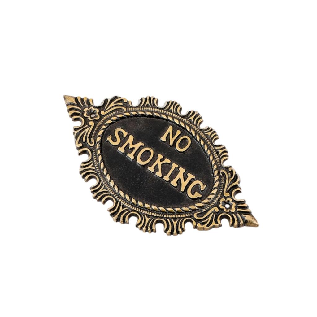 Handcrafted No Smoking Sign Plate Elegant Metal Warning Plaque for Home, Office, or Business Use Stylish Decorative Signage Clear Engraving