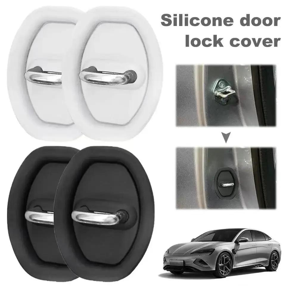 1set Door Handle Cover Silicone Car Door Mute Damping Cushion Door Lock Buckle Anti-collision Cover Car Door Lock Latches Cover