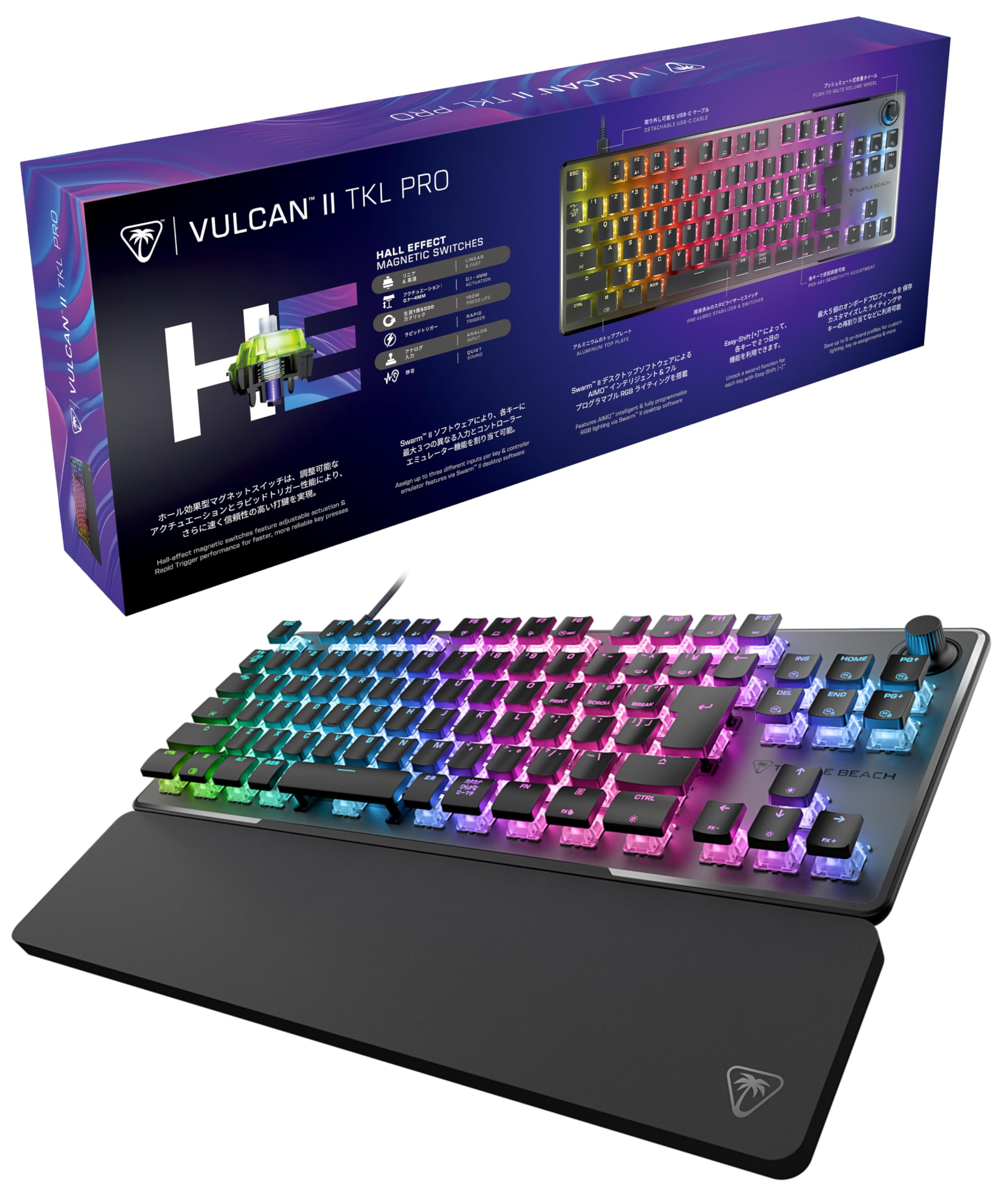 

TURTLE BEACH Vulcan II TKL Pro Gaming Keyboard with Rapid Reactap with SOCD Variable Japanese Hall Effect Windows Manufacturer Warranty Distributor чорний