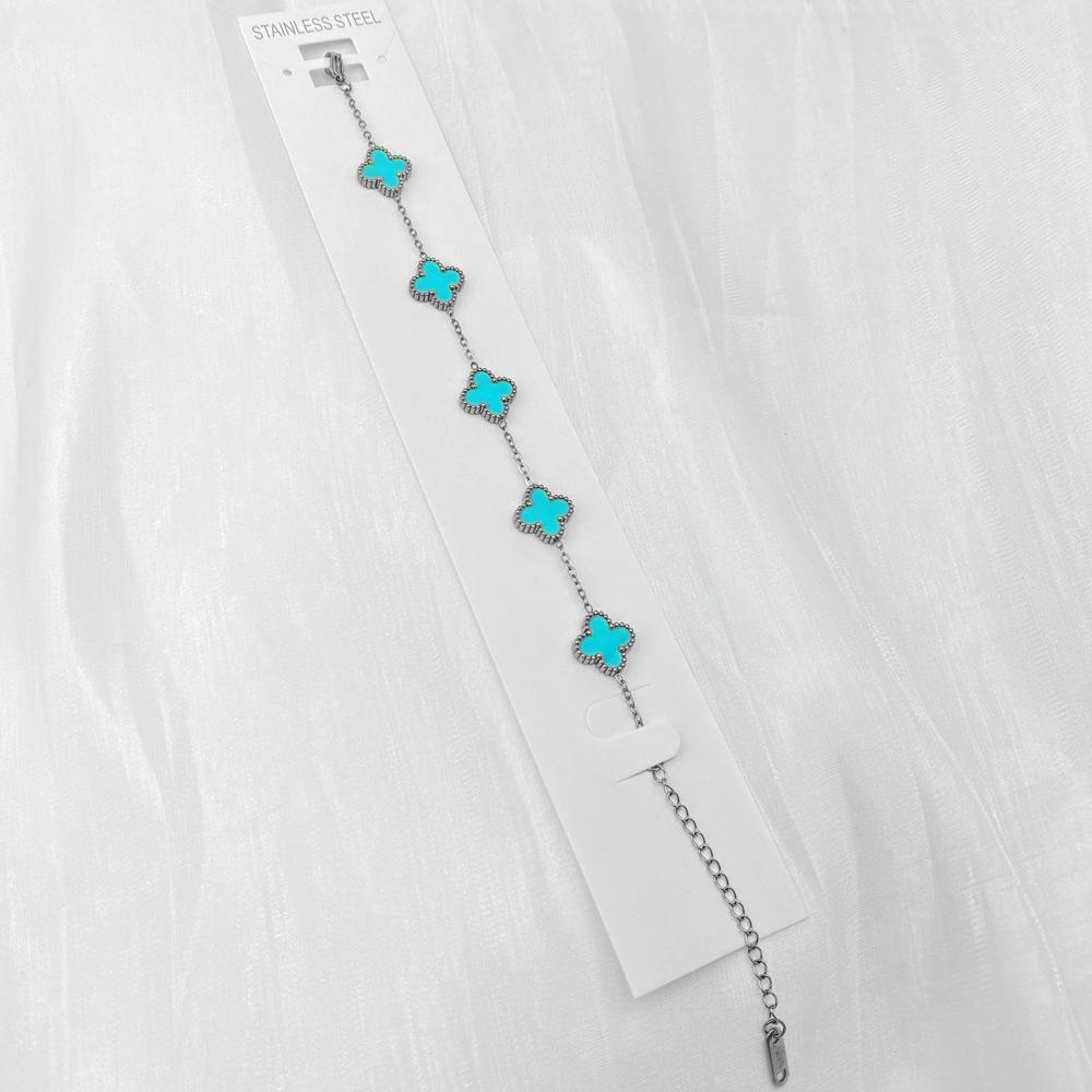 13mm Non-Fading Stainless Steel Four-Leaf Clover Bracelet for Women - Fresh Style