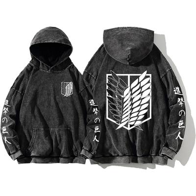 Attack on Titan Manga Huppar Harajuku Dressipluus Meeste Naiste Pikkade Varrukatega Streetwear Rõivad Vintage Pesitud Puuvillane Huppariga Pullover