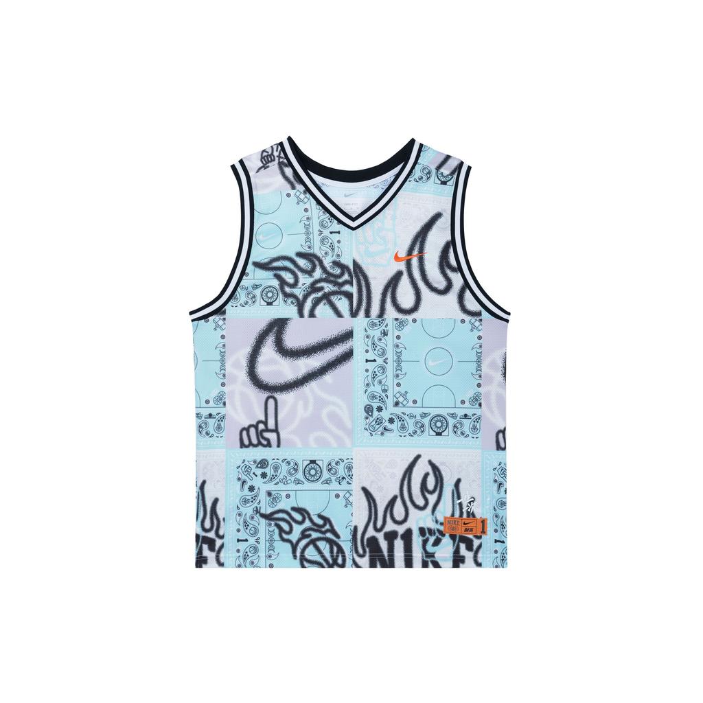 Nike SS23 Basketball Series DNA CHBL Full Print V-Neck Quick-Dry Sleeveless Jersey Men Tops Pink Blue HF6141-418
