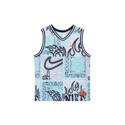 SS23 Basketball Series DNA CHBL Full Print V-Neck Quick-Dry Sleeveless Jersey Men Tops Pink Blue HF6141-418