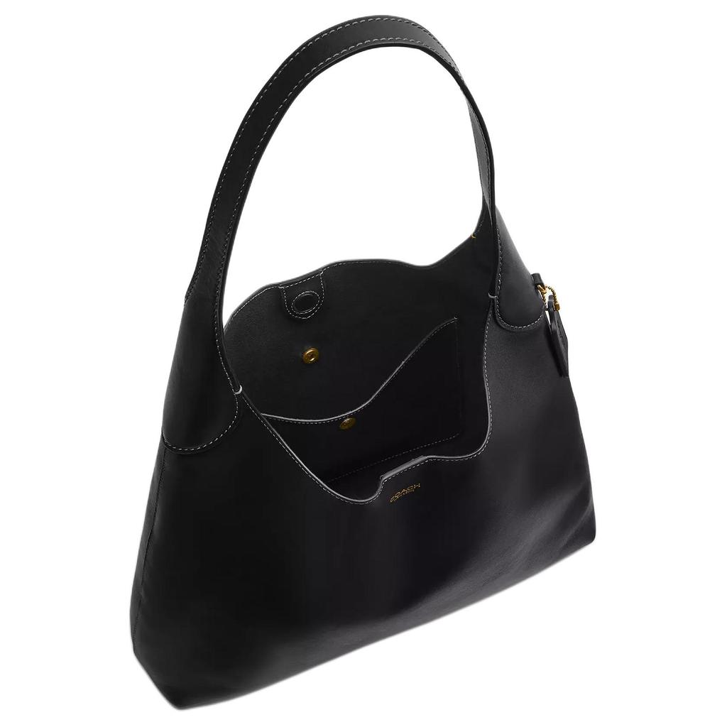 Coach Brooklyn 34 Gold Letter Embossed Underarm Bag Pebbled Leather Shoulder Bag Large Women bags Black CCU00-B4BK