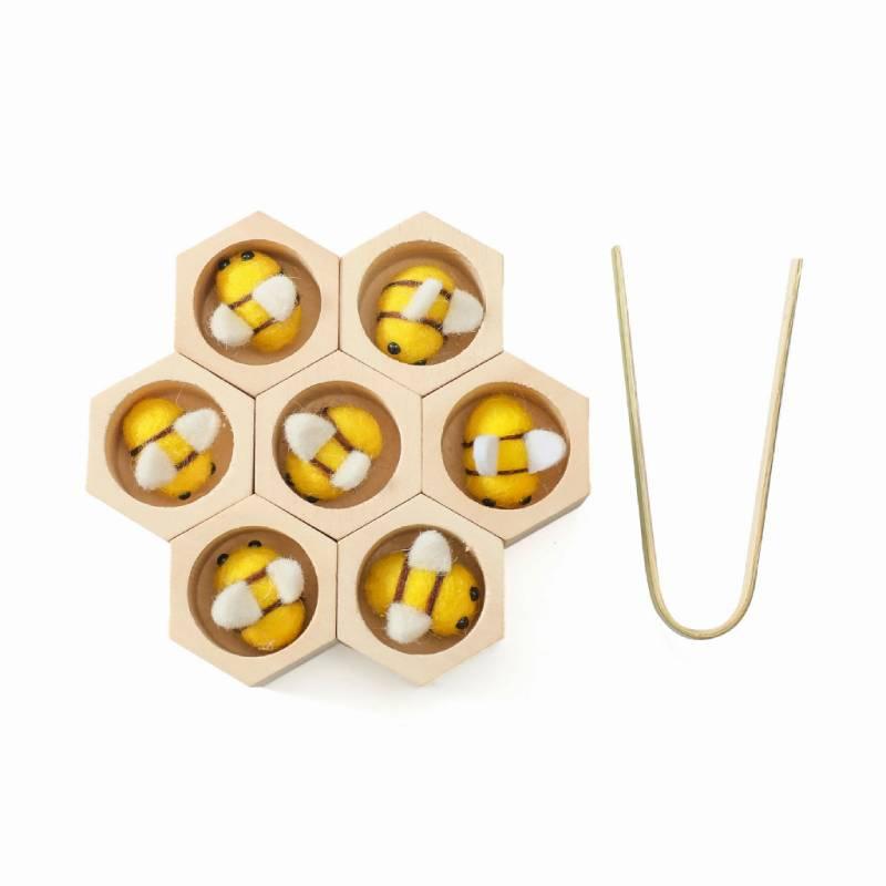 Montessori Wooden Beehive Clip Toy For Children Hand-eye Coordination, Color Recognition And Counting Skills Training