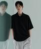 Relaxed Linen-Like Tunic Short Sleeve Shirt [Black]