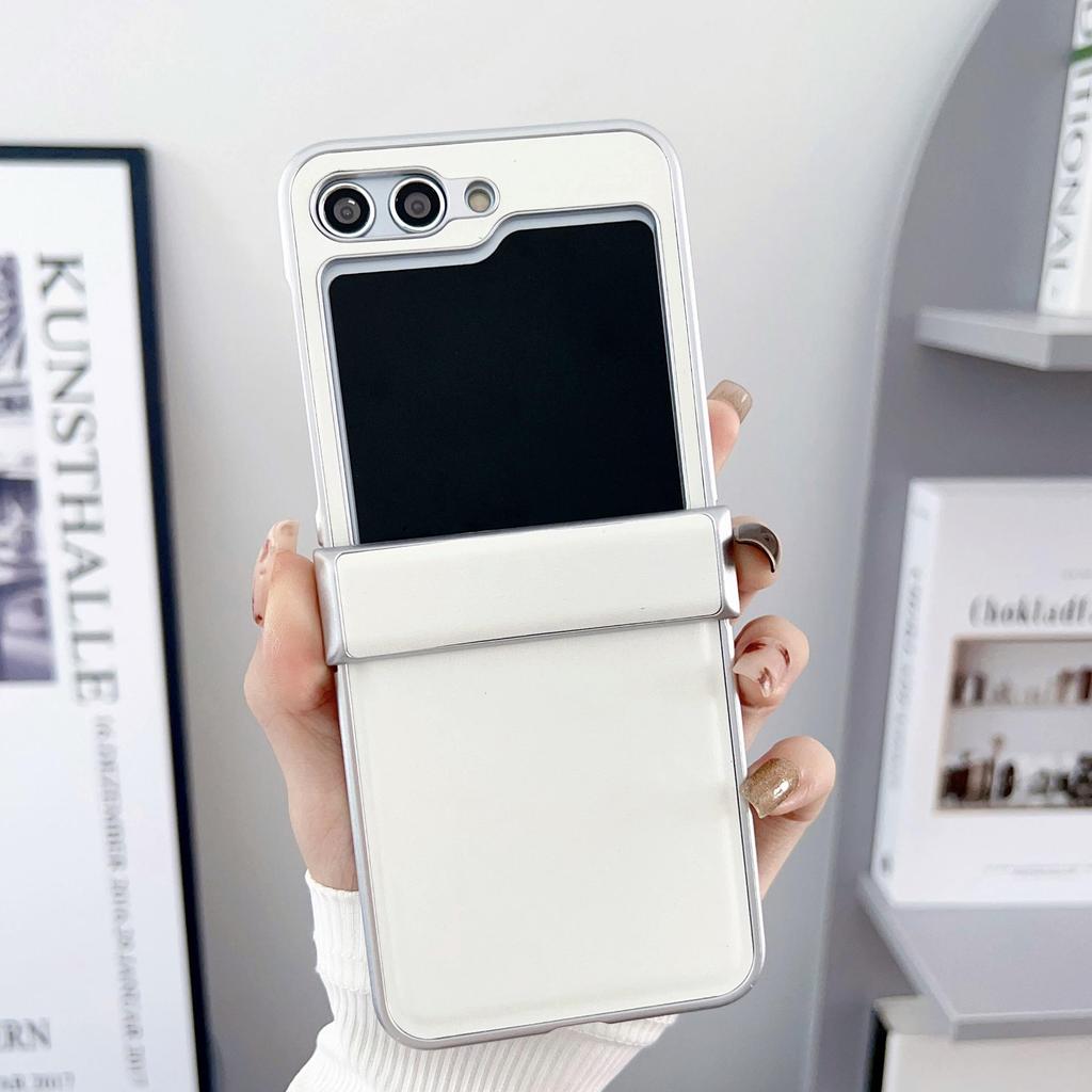 Samsung Z Flip 7 Metallic Morandi Leather Texture Protective Case