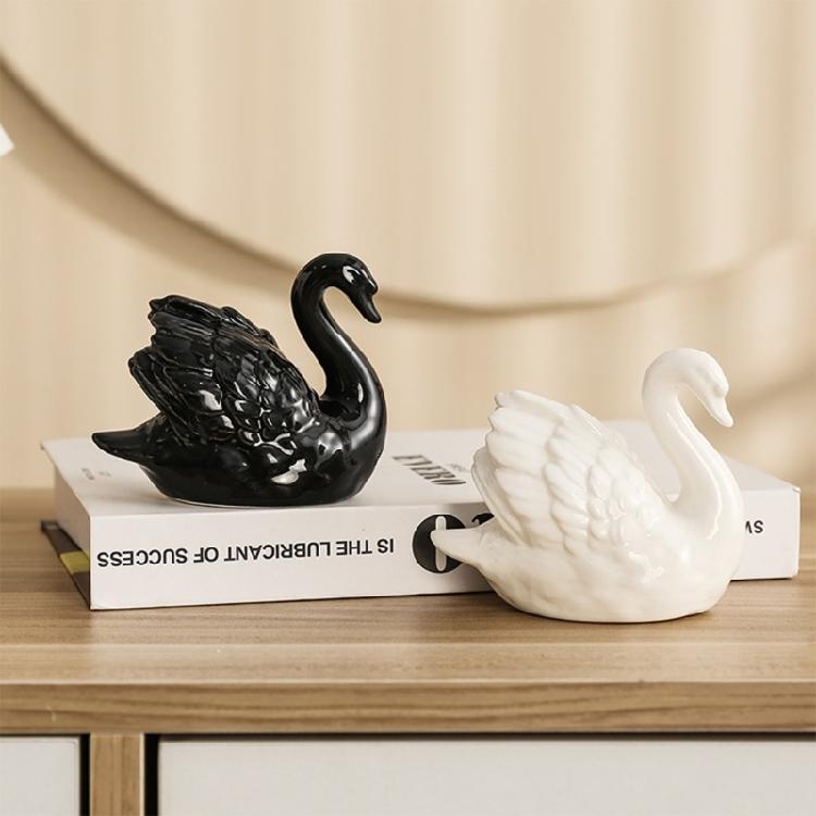 Figura di Anatra in Porcellana Statuetta Animale Ceramica Elegante da Collezione per Case Moderne Accento Ornamentale per Styling Interni Ufficio