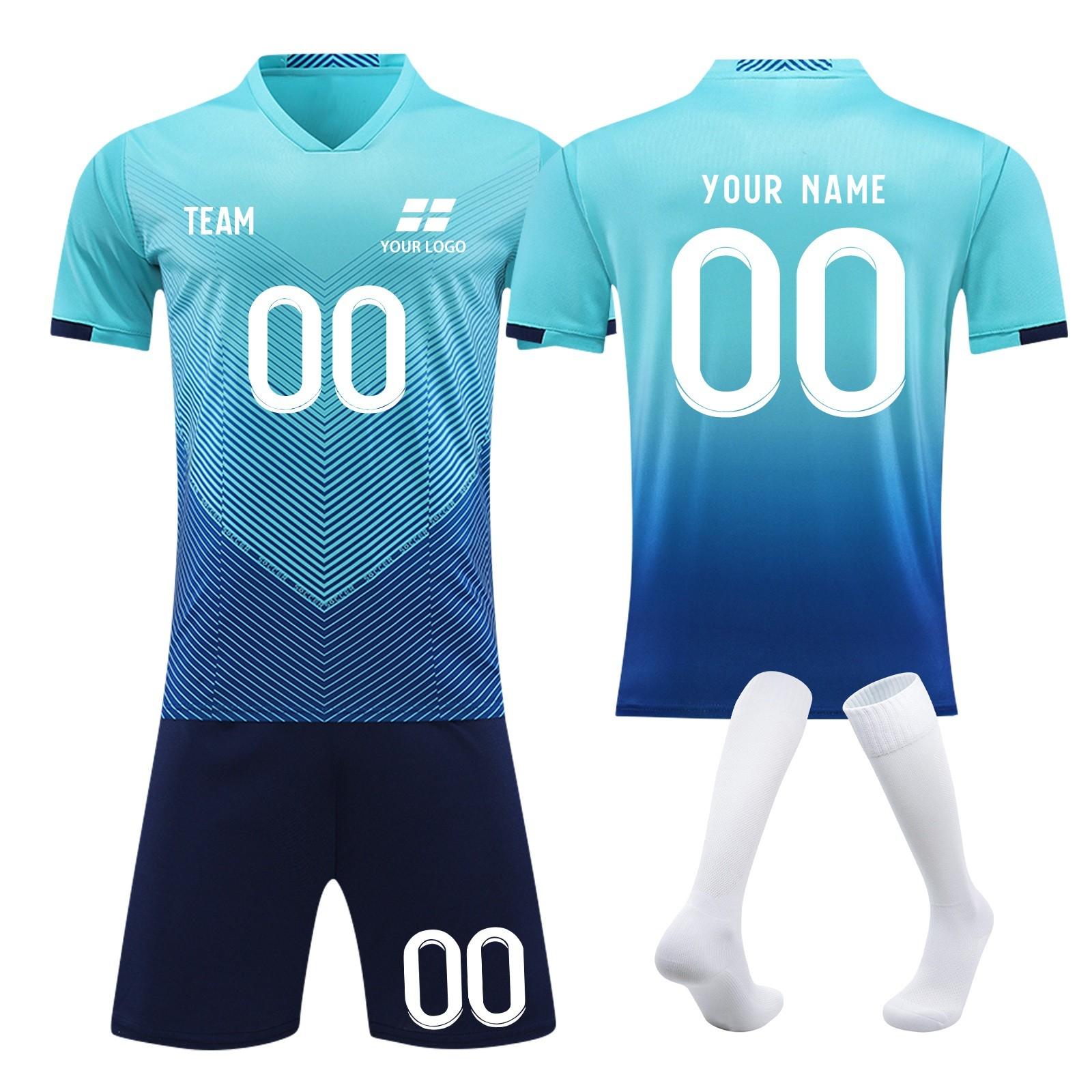Customizable Team Soccer Uniform Set Personalized and Number Breathable Fabric Youth & Adult Sizes 20 синий