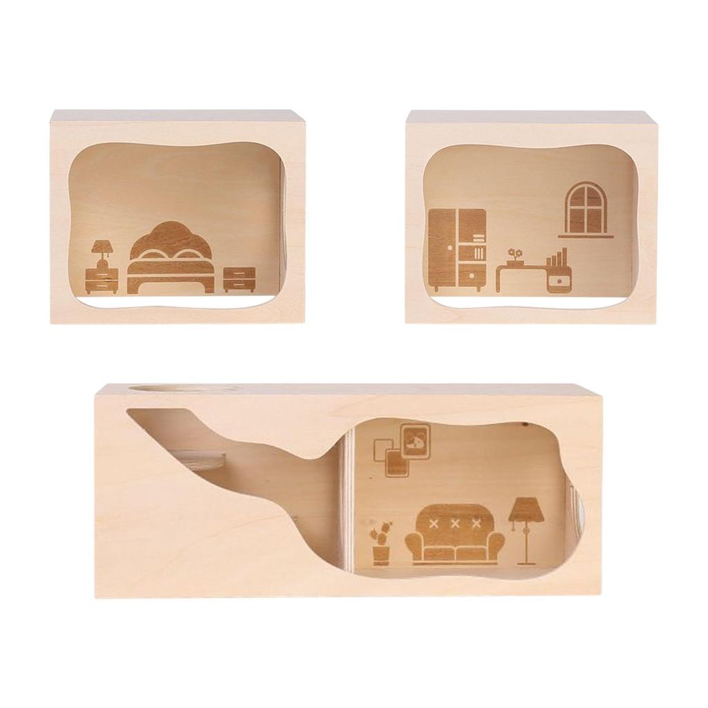 Wooden Hamster House Hide Supplies Cage Decor Cage Accessories Small Animals Pets Tunnel for Rat Hamster Mouse Gerbils Lemmings