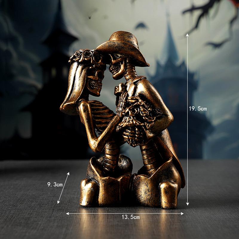 

Романтическая пара модель черепа для украшения атмосферы дома с привидениями Aged gold