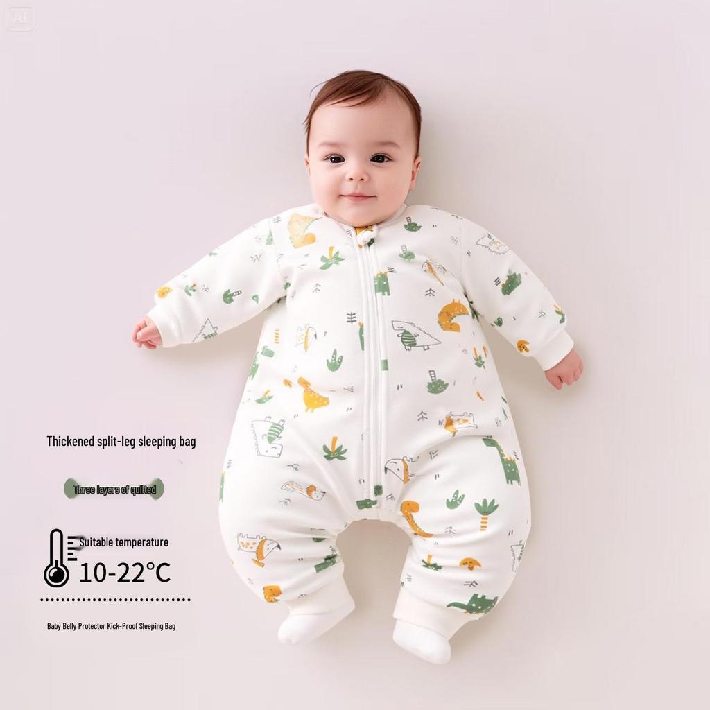 2025 A/W Baby Anti-Kick Pure Cotton Sleep Bag - Thick, Warm, Split-Leg Pajamas