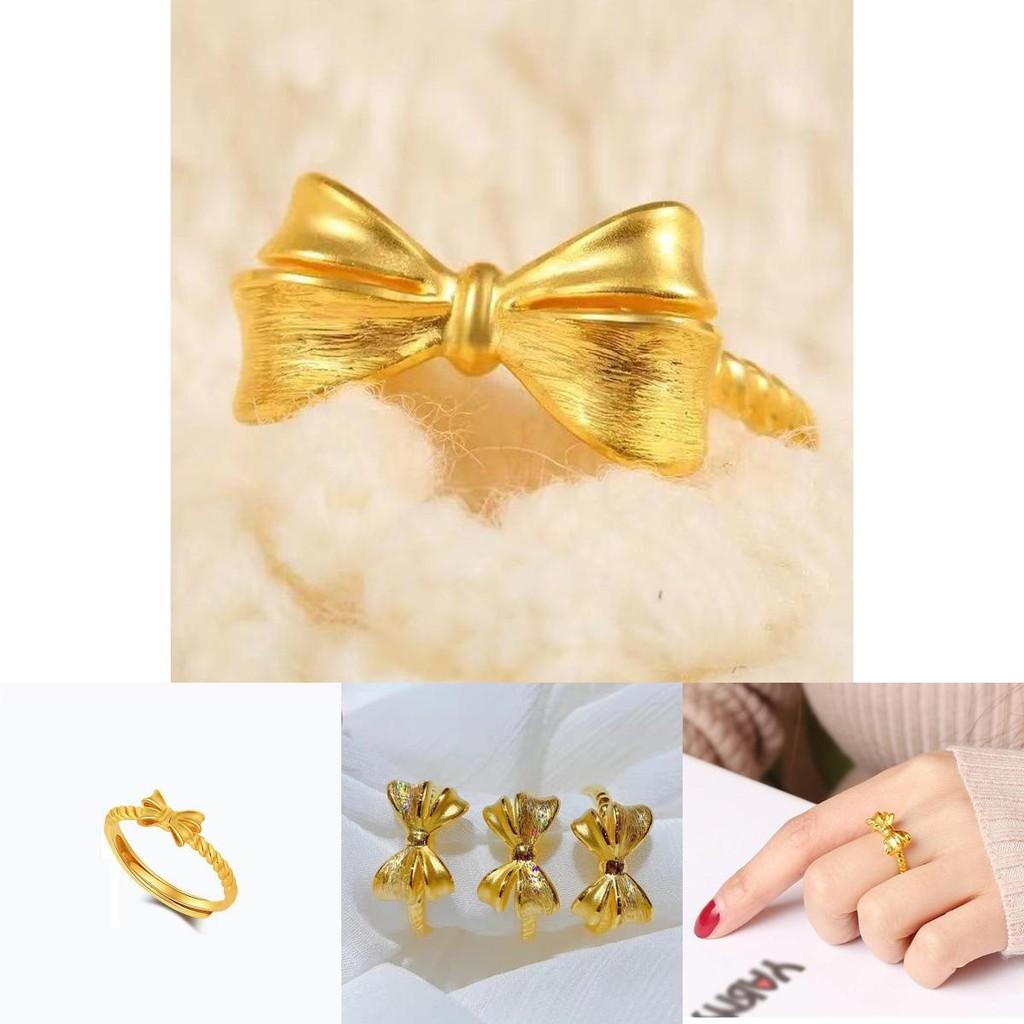 Elegant Adjustable Butterfly Bow Ring Made Of Brass With Gold Plating For Womens Stylish Accessory